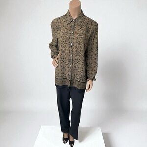 Liz Claiborne Black and Gold Patterned Top